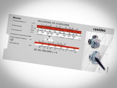 Dimensionierungsschieber für Mischer und Ventile