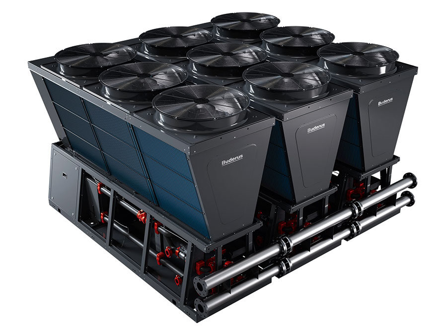 Buderus: Luft-Wasser-Wärmepumpe für Gewerbe und Industrie