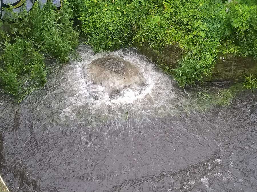 Rückstau im Zisternenüberlauf
