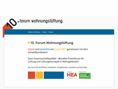 10. Forum Wohnungslüftung: digital und kostenfrei